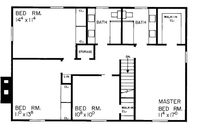 Dream House Plan - Floor Plan - Upper Floor for Country House Plan #72-581 - 4 bed, 2.5 bath