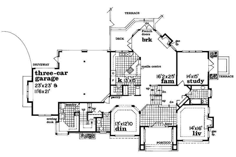 Dream House Plan - Floor Plan - Main Floor for European House Plan #47-1014 - 4 bed, 4.5 bath