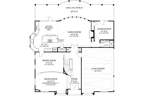Floor Plan - Main Floor for European House Plan #119-341 - 4 bed, 4 bath