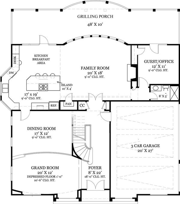 Architectural House Design - European Floor Plan - Main Floor Plan #119-341