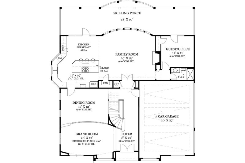 Architectural House Design - Floor Plan - Main Floor for European House Plan #119-341 - 4 bed, 4 bath