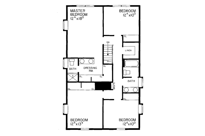 Dream House Plan - Floor Plan - Upper Floor for Colonial House Plan #72-773 - 4 bed, 2.5 bath