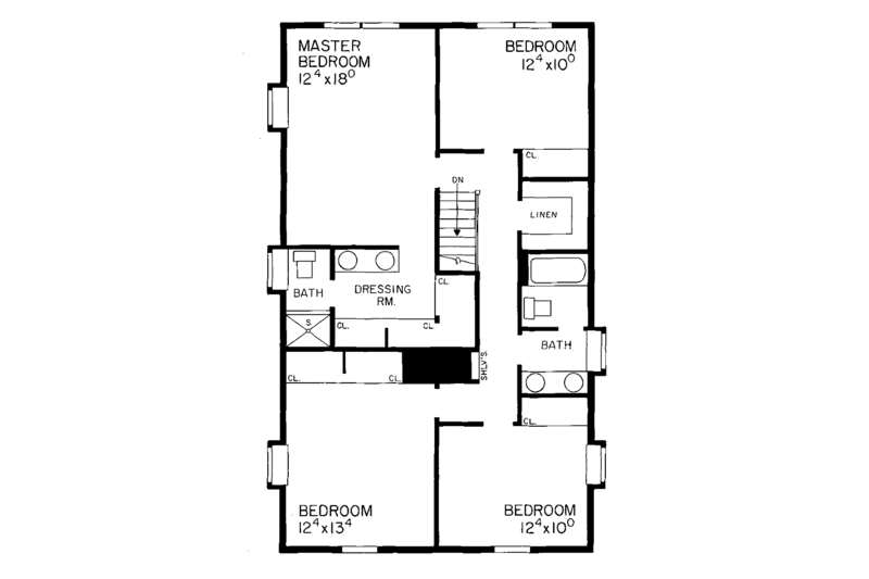 Architectural House Design - Colonial Floor Plan - Upper Floor Plan #72-773