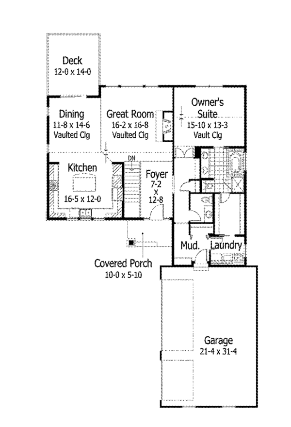 Architectural House Design - Ranch Floor Plan - Main Floor Plan #51-1048