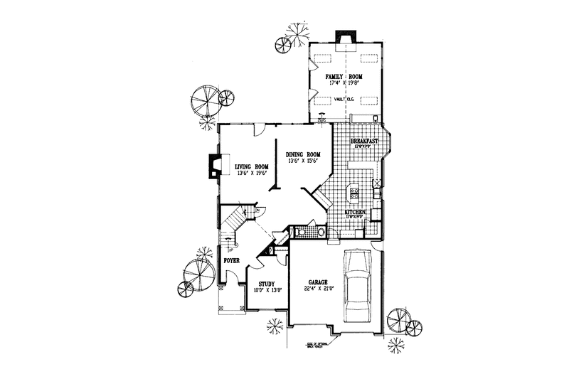 Home Plan - Floor Plan - Main Floor for European House Plan #953-117 - 4 bed, 2.5 bath