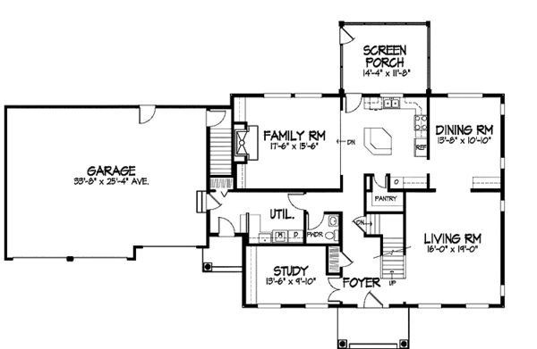 Architectural House Design - Colonial Floor Plan - Main Floor Plan #320-891