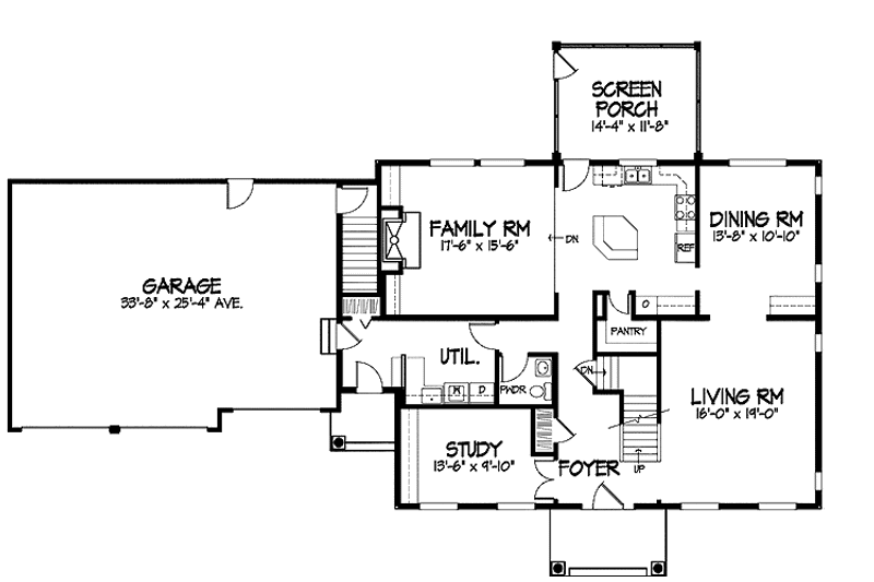 Home Plan - Floor Plan - Main Floor for Colonial House Plan #320-891 - 4 bed, 2.5 bath