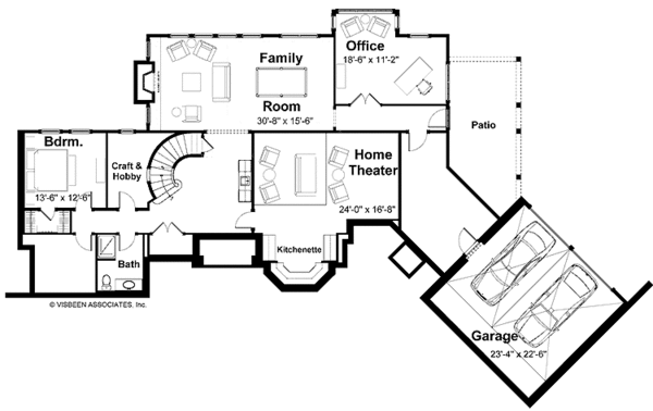 Architectural House Design - Tudor Floor Plan - Lower Floor Plan #928-61