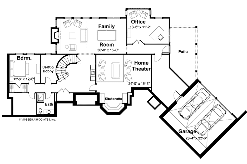 Home Plan - Floor Plan - Lower Floor for Tudor House Plan #928-61 - 3 bed, 3 bath