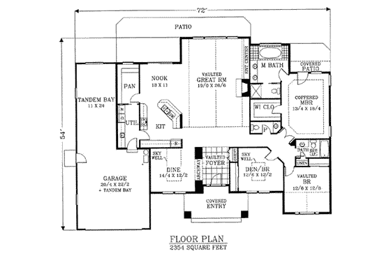 Floor Plan - Main Floor for Traditional House Plan #53-260 - 3 bed, 2.5 bath