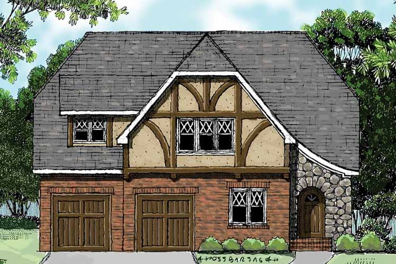 Home Plan - Exterior - Front Elevation 3 for Tudor House Plan #413-899 - 3 bed, 2.5 bath