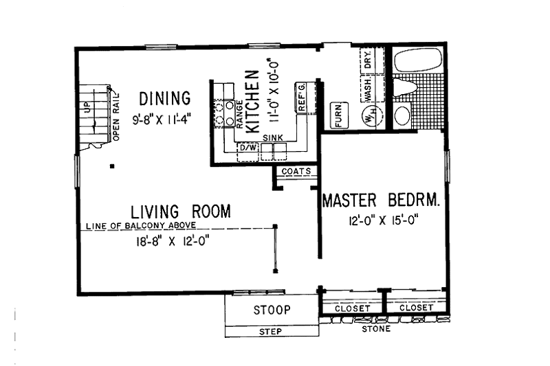 Architectural House Design - Floor Plan - Main Floor for Contemporary House Plan #72-1059 - 3 bed, 2 bath