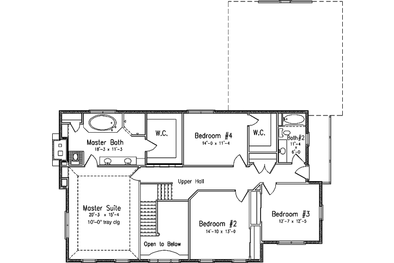 Dream House Plan - Floor Plan - Upper Floor for Colonial House Plan #994-13 - 4 bed, 3 bath