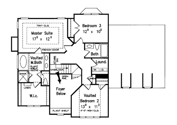 Architectural House Design - Colonial Floor Plan - Upper Floor Plan #927-384