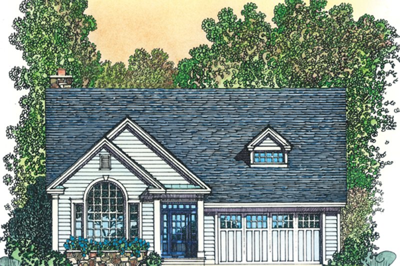 House Blueprint - Exterior - Front Elevation 3 for Colonial House Plan #1016-105 - 3 bed, 2.5 bath