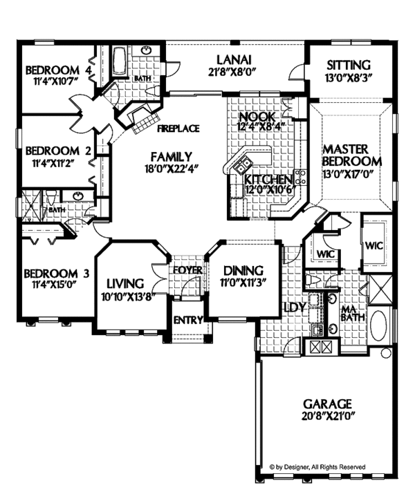 Home Plan - Mediterranean Floor Plan - Main Floor Plan #999-36
