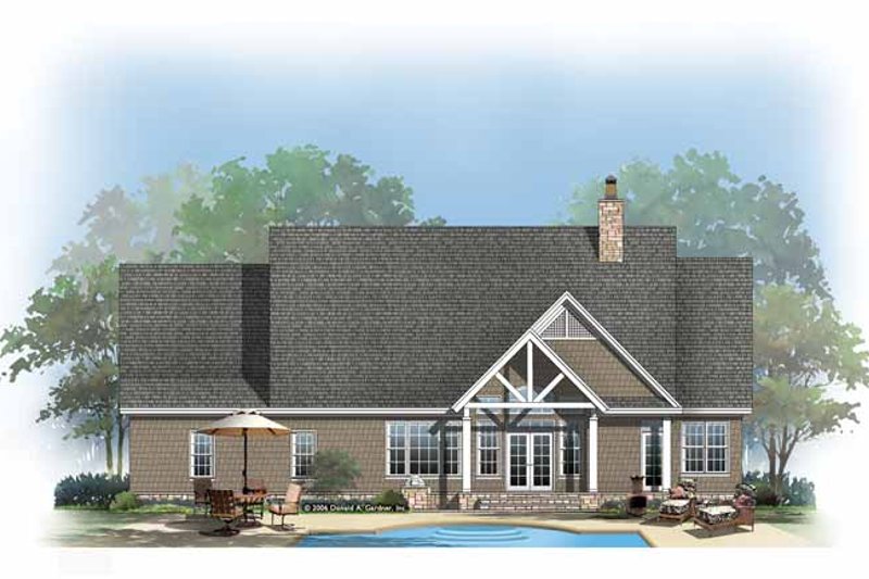 House Design - Exterior - Rear Elevation for Craftsman House Plan #929-875 - 3 bed, 2 bath
