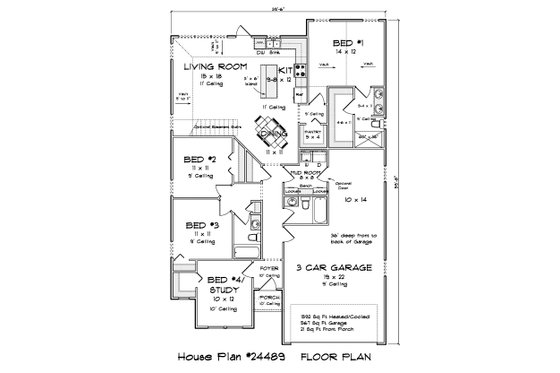 Floor Plan - Main Floor for Modern House Plan #513-2282 - 4 bed, 3 bath