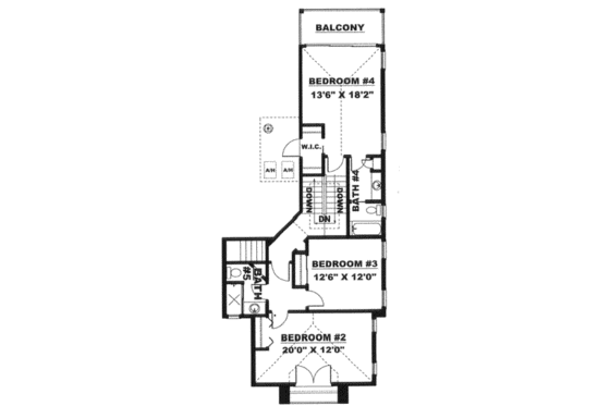 Floor Plan - Upper Floor for Mediterranean House Plan #27-226 - 5 bed, 4 bath