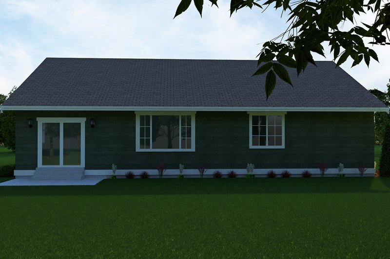 Architectural House Design - Exterior - Rear Elevation for Craftsman House Plan #1070-49 - 3 bed, 2 bath