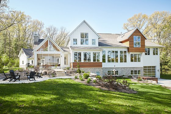 Exterior - Rear Elevation for Farmhouse House Plan #928-308 - 5 bed, 3.5 bath