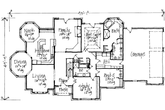 Floor Plan - Main Floor for European House Plan #308-177 - 6 bed, 3.5 bath