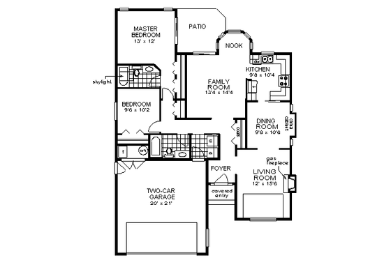 Floor Plan - Main Floor for Ranch House Plan #18-137 - 2 bed, 2 bath