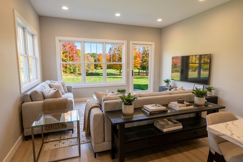 House Design - Interior - Family Room for Farmhouse House Plan #51-1544 - 3 bed, 2.5 bath