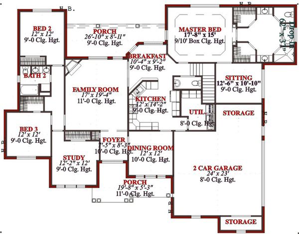 House Design - Traditional Floor Plan - Main Floor Plan #63-197