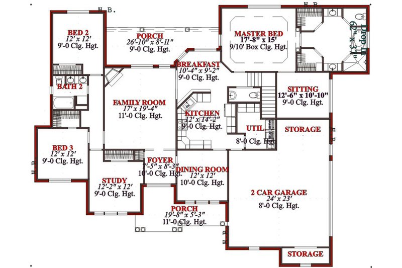 Dream House Plan - Floor Plan - Main Floor for Traditional House Plan #63-197 - 4 bed, 2.5 bath