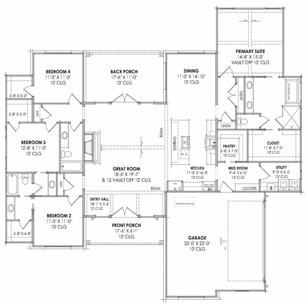 Farmhouse Floor Plan - Main Floor Plan #1096-140