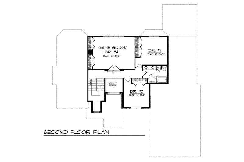 Home Plan - Floor Plan - Upper Floor for Modern House Plan #70-471 - 4 bed, 2.5 bath