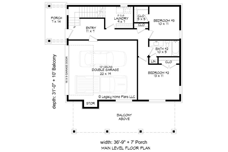 Home Plan - Floor Plan - Main Floor for Contemporary House Plan #932-666 - 3 bed, 2.5 bath