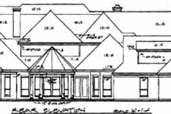 Exterior - Rear Elevation for European House Plan #141-158 - 5 bed, 5.5 bath