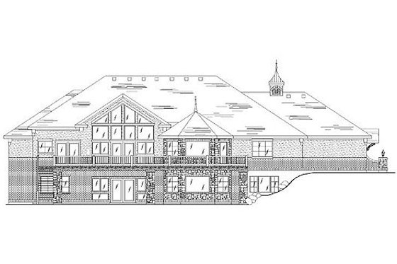 Exterior - Rear Elevation for European House Plan #5-356 - 5 bed, 3.5 bath