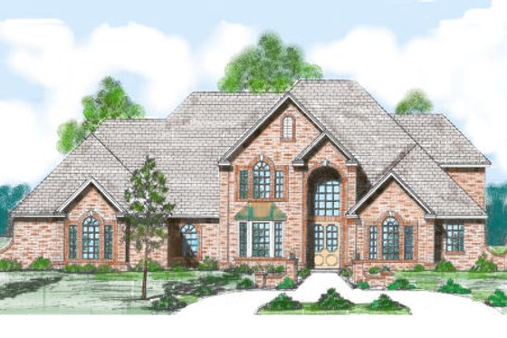 Exterior - Front Elevation for European House Plan #52-229 - 3 bed, 3.5 bath