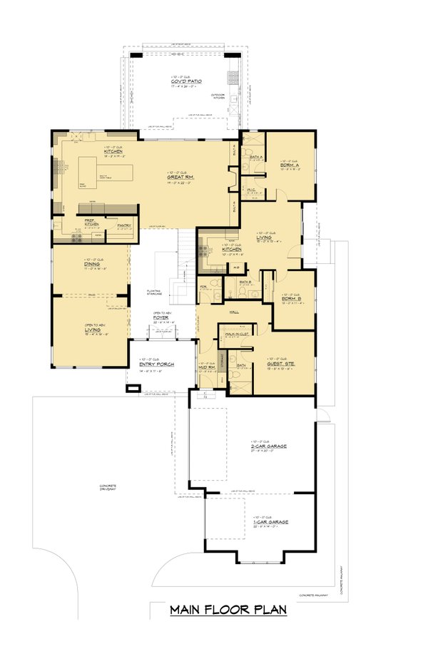 Modern Floor Plan - Main Floor Plan #1066-266