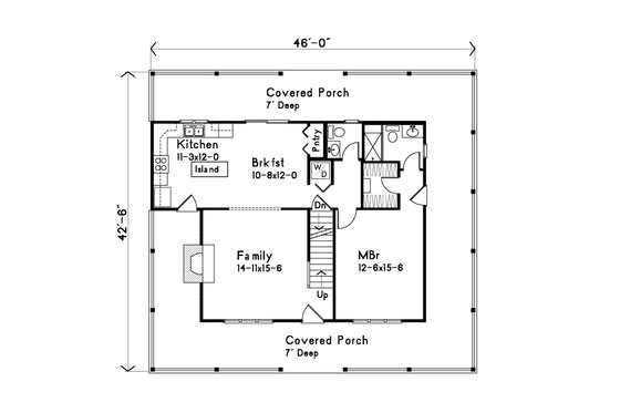 Exterior - Front Elevation 3 for Country House Plan #22-221 - 3 bed, 2 bath