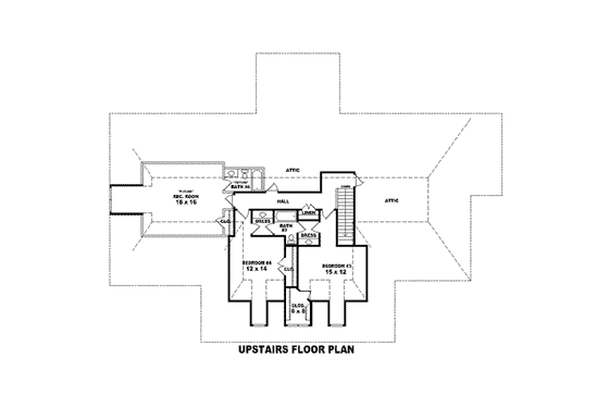 Floor Plan - Upper Floor for Traditional House Plan #81-1610 - 4 bed, 4 bath
