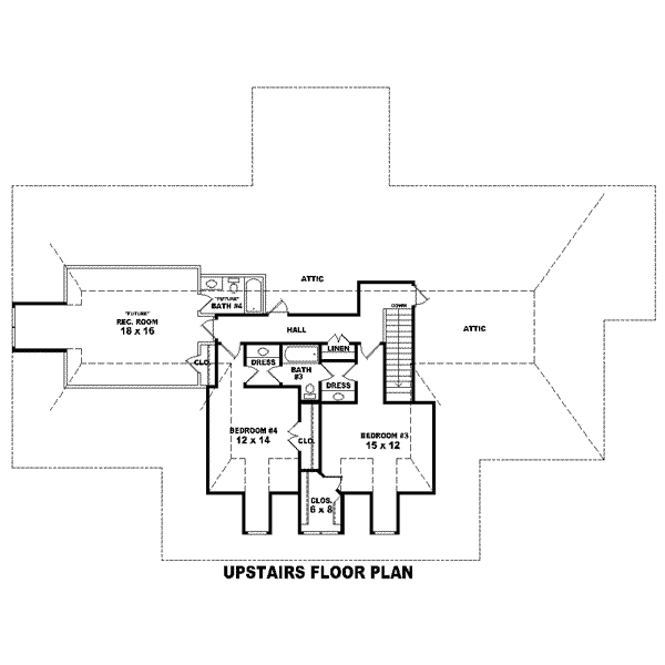 Traditional Floor Plan - Upper Floor Plan #81-1610