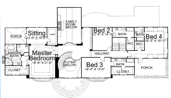 Home Plan - Classical Floor Plan - Upper Floor Plan #119-324