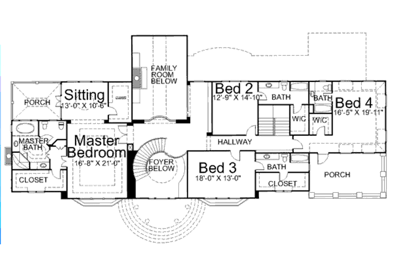 Home Plan - Floor Plan - Upper Floor for Classical House Plan #119-324 - 5 bed, 5 bath