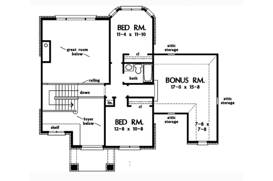 Floor Plan - Upper Floor for European House Plan #929-884 - 4 bed, 3 bath