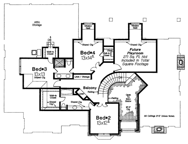 House Plan Design - Traditional Floor Plan - Upper Floor Plan #310-1171