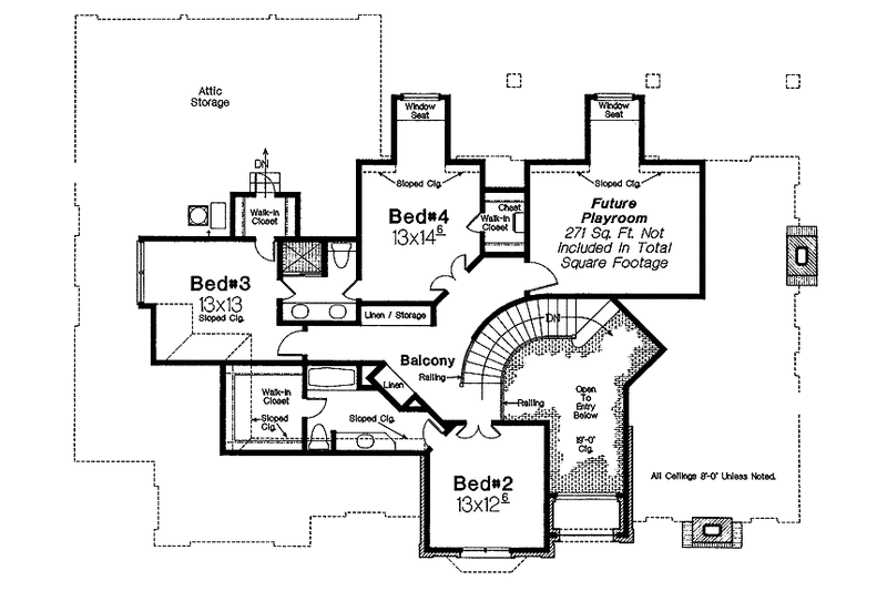 Dream House Plan - Floor Plan - Upper Floor for Traditional House Plan #310-1171 - 4 bed, 3.5 bath