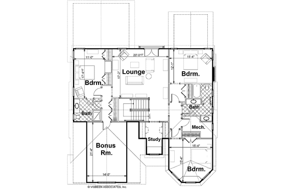 Floor Plan - Upper Floor for Traditional House Plan #928-70 - 4 bed, 3.5 bath