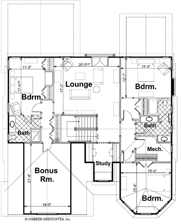 Architectural House Design - Traditional Floor Plan - Upper Floor Plan #928-70