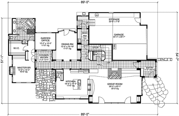 Architectural House Design - Prairie Floor Plan - Main Floor Plan #967-3