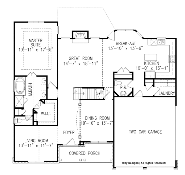 Dream House Plan - Traditional Floor Plan - Main Floor Plan #54-299