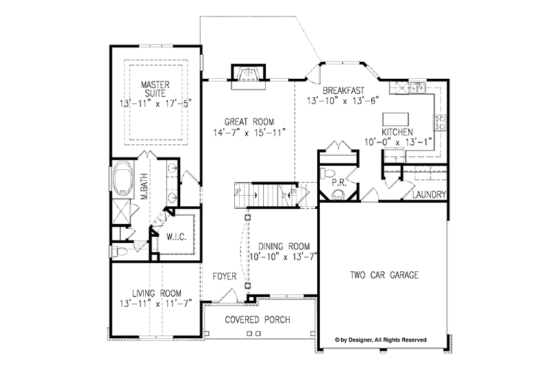 Dream House Plan - Floor Plan - Main Floor for Traditional House Plan #54-299 - 4 bed, 2.5 bath